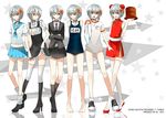  accelerator albino bad_id bad_pixiv_id bamboo_steamer chinese_clothes genderswap genderswap_(mtf) gym_uniform highres maid multiple_girls one-piece_swimsuit school_swimsuit school_uniform skirt suzushina_yuriko swimsuit to_aru_majutsu_no_index zn_(vanessa07) 