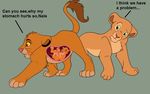  doing_it_wrong feline female feral lion lioness lol_comments looking male_pregnancy mammal mpreg nala pregnant red_eyes simba stomach the_lion_king what 