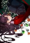  black_hair black_legwear black_skirt blue_eyes blush christmas christmas_lights christmas_ornaments christmas_tree earrings fate/stay_night fate_(series) hair_ribbon jewelry long_hair long_legs pleated_skirt red_sweater ribbon skirt sweater thighhighs tohsaka_rin turtleneck two_side_up yaoshi_jun 