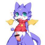  censored chibineco cute digimon erection fukami gumdramon male penis plain_background scar solo wings 