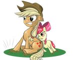  alpha_channel apple_bloom_(mlp) applebloom_(mlp) applejack_(mlp) blonde_hair bow clenched_teeth cowboy_hat cub cutie_mark dirt equine female feral friendship_is_magic grass green_eyes hair hat hereticofdune horse mammal my_little_pony orange_eyes plain_background pony pushing red_hair sibling simple_background sisters teeth transparent_background young 