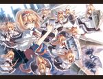  alice_margatroid asuka_(louyun) blonde_hair blue_eyes book bow_(weapon) capelet flower hairband holding holding_book letterboxed md5_mismatch open_book open_mouth polearm shanghai_doll shield short_hair solo spear touhou weapon 
