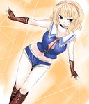  alice_margatroid alternate_costume blonde_hair blue_eyes boots fingerless_gloves gloves hairband han_(jackpot) puppet_rings shorts sketch solo string touhou 