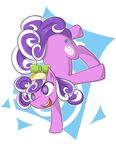  absurd_res cutie_mark equine female feral friendship_is_magic fur hair hat hi_res horse mammal my_little_pony open_mouth pony propeller_hat purple_eyes purple_fur purple_hair screwball_(mlp) simple_background solo two_color_hair two_tone_hair upside_down white_hair zaiyaki 