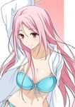  arm_up bikini breasts kuroko_no_basuke kurot large_breasts momoi_satsuki pink_eyes pink_hair smile solo swimsuit 