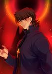  brown_eyes brown_hair cross cross_necklace fate/stay_night fate_(series) great_grail jewelry kotomine_kirei male_focus necklace solo sunday31 