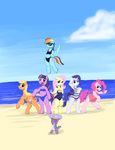  absurd_res applejack_(mlp) beach blue_eyes cloud cutie_mark day dragon equine female feral fluttershy_(mlp) friendship_is_magic green_eyes hi_res horn horse male mammal mane6 my_little_pony outside pegasus pinkie_pie_(mlp) pony purple_eyes rainbow_dash_(mlp) rarity_(mlp) sand scalie seaside seidouryu sky spike_(mlp) swimsuit twilight_sparkle_(mlp) unicorn water wings 