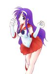  bare_legs bishoujo_senshi_sailor_moon breasts commentary_request cosplay elbow_gloves gloves jason_(kaiten_kussaku_kikou) long_hair lyrical_nanoha magical_girl medium_breasts purple_hair red_sailor_collar red_skirt sailor_collar sailor_mars sailor_mars_(cosplay) sailor_senshi_uniform simple_background skirt smile solo tsukimura_suzuka very_long_hair white_background white_gloves 