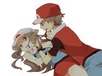  1girl baseball_cap brown_hair constricted_pupils crying cutting_hair hat holding horror_(theme) long_hair open_mouth pokemon pokemon_(game) pokemon_frlg pumpkinpan red_(pokemon) red_(pokemon_frlg) scared scissors simple_background smile tears yandere 