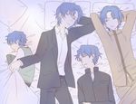  blue_hair closed_eyes fate/stay_night fate/zero fate_(series) father_and_son formal male_focus matou_byakuya matou_shinji multiple_boys multiple_persona pillow ronpaxronpa short_hair sleeping suit time_paradox uniform younger 