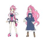  artina blue_eyes boots disgaea dual_persona long_hair makai_senki_disgaea_4 official_art pink_hair vulcanus_(disgaea_4) wings 