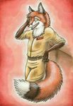  fox male mammal mechanic solo standing uniform wolf-nymph yellow_eyes 