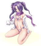  bikini kami_nomi_zo_shiru_sekai kurakawa_akari purple_eyes purple_hair scarf side-tie_bikini small_breasts swimsuit twintails yo-jin 