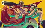  anti-materiel_rifle bikini_top boota boots breasts fingerless_gloves flame_print gloves gun hair_ornament lagann large_breasts lips long_hair metalhanzo ponytail reclining red_hair rifle scarf scope short_shorts shorts sideboob skull_hair_ornament sniper_rifle tengen_toppa_gurren_lagann thighhighs very_long_hair weapon yellow_eyes yoko_littner zettai_ryouiki 