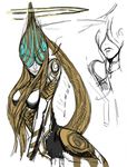  angel bayonetta blonde_hair breasts concept_art halo joy_(bayonetta) long_hair medium_breasts no_eyes official_art solo very_long_hair 