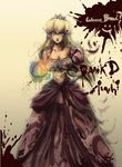  blonde_hair blood blood_splatter blue_eyes breasts character_name cleavage crown downscaled dress earrings elbow_gloves evil_smile gloves highres holding jay_phenrix jewelry large_breasts long_hair mario_(series) md5_mismatch midriff navel pink_dress princess_peach resized smash_ball smile solo super_mario_bros. super_smash_bros. torn_clothes torn_dress weapon 