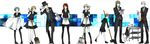  4girls aegis_(persona) amada_ken android animal aqua_hair aragaki_shinjirou blonde_hair blue_eyes blush broom brown_eyes brown_hair butler dog formal glasses grey_eyes grey_hair hair_over_one_eye hat highres iori_junpei kirijou_mitsuru koromaru long_hair maid mop multiple_boys multiple_girls orchidea pantyhose persona persona_3 persona_3_portable red_eyes red_hair sanada_akihiko short_hair smile sweatdrop takeba_yukari yamagishi_fuuka 