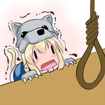  animal_costume blonde_hair blush cat_tail chibi dog_costume hoshizuki_(seigetsu) mizuhashi_parsee noose open_mouth puru-see rope short_hair simple_background solo tail touhou trembling |_| 