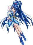  blue blue_hair blue_shorts bug butterfly crossed_legs cure_aqua high_heels insect kawamura_toshie long_hair minazuki_karen official_art precure shoes shorts sitting solo wide_ponytail 