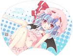  aogiri_sei bat_wings bloomers blue_hair camisole collarbone fang hat hat_ribbon navel open_mouth red_eyes remilia_scarlet ribbon short_hair sleeveless solo touhou uchiwa_design underwear underwear_only wings 