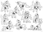  black_and_white crown cutie_mark equine female feral friendship_is_magic hair horn horse karol_pawlinski looking_at_viewer magic mammal monochrome my_little_pony pony princess_luna_(mlp) royal royalty sketch solo winged_unicorn wings 