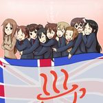  akiyama_mio bad_id bad_pixiv_id bonjin closed_eyes everyone flag glasses hirasawa_ui hirasawa_yui hug k-on! kotobuki_tsumugi manabe_nodoka multiple_girls nakano_azusa school_uniform suzuki_jun tainaka_ritsu union_jack yamanaka_sawako 