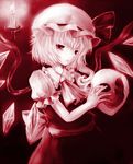  bad_id bad_pixiv_id candle emone04 flandre_scarlet hat hat_ribbon red_eyes ribbon short_hair short_sleeves side_ponytail skirt skull solo spot_color touhou wings 