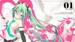  bare_shoulders bespectacled blush breasts character_name elbow_gloves glasses gloves green_eyes green_hair hair_ornament hair_ribbon hatsune_miku heart highres long_hair looking_at_viewer medium_breasts nail_polish navel necktie number ogami_kazuki one_eye_closed red-framed_eyewear ribbon smile solo twintails very_long_hair vocaloid zoom_layer 