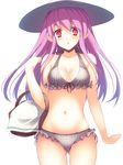  bad_id bad_pixiv_id banned_artist bare_shoulders bikini blush frilled_bikini frills groin hat long_hair navel pomnit purple_hair red_eyes shikano_sumiaki simple_background solo striped striped_bikini summon_night summon_night_4 sun_hat swimsuit vertical-striped_bikini vertical_stripes white_background 