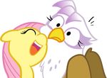  absurd_res alpha_channel astonished avian beak duo equine female feral fluttershy_(mlp) friendship_is_magic gilda_(mlp) gryphon hair happy hi_res horse mamandil mammal mickeymonster my_little_pony pegasus pink_hair plain_background pony surprise transparent_background wings 