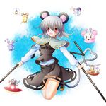  ? ahoge animal animal_ears asymmetrical_wings bishamonten's_pagoda capelet closed_eyes crystal dowsing_rod grey_hair hair_ornament heart hijiri_byakuren houjuu_nue jewelry karakasa_obake kumoi_ichirin long_sleeves mouse mouse_ears mouse_tail nazrin open_mouth osashin_(osada) outstretched_arms pendant polearm red_eyes ring short_hair solo sorcerer's_sutra_scroll tail tatara_kogasa tongue toramaru_shou touhou trident ufo umbrella undefined_fantastic_object unzan weapon wings 