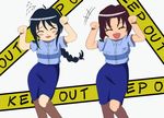  caramelldansen caution_tape keep_out kobayakawa_miyuki multiple_girls non-web_source police police_uniform tsujimoto_natsumi uniform you're_under_arrest 