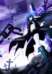  bad_id bad_pixiv_id belt black_rock_shooter black_rock_shooter_(character) blue_eyes boots chain cross flat_chest highres inaba_usagi_(rabbit_works) latin_cross long_hair midriff navel shorts solo sword twintails weapon 