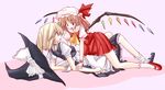  blonde_hair flandre_scarlet hat kirisame_marisa long_hair multiple_girls ponytail ribbon sai_koro short_hair touhou wings 