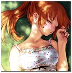  blush breasts closed_eyes dappled_sunlight dead_or_alive ebina_souichi error kasumi_(doa) large_breasts ponytail sleeping solo sunlight 