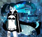  bad_id bad_pixiv_id black_hair black_rock_shooter black_rock_shooter_(character) blue_eyes long_hair midriff shorts solo stitches tomomi_(mltplus) twintails 