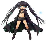  bad_id bad_pixiv_id belt black_hair black_rock_shooter black_rock_shooter_(character) blue_eyes boots flat_chest gloves kiro_(an_kilo) long_hair midriff scar shorts solo stitches symbol-shaped_pupils twintails 