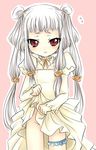  bride code_geass dress dress_lift long_hair mizunomoto no_panties red_eyes ribbon silver_hair solo tears tianzi twintails wedding_dress 