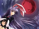  animal_ears ayuhara_hiiro bad_id bad_pixiv_id black_hair bunny_ears inaba_tewi long_hair moon multiple_girls purple_hair red_moon reisen_udongein_inaba short_hair touhou 