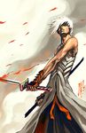  bad_id bad_pixiv_id blonde_hair copyright_request hair_over_one_eye male_focus red_eyes robert_kim solo sword weapon 