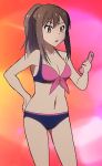  aoyama_nanami arm_at_side armpits artist_request bare_shoulders bikini blunt_bangs cellphone cleavage collarbone hand_on_hip holding legs looking_at_another looking_at_viewer navel ponytail sakura-sou_no_pet_na_kanojo solo swimsuits very_long_hair 