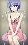  1girl blue_hair breasts cleavage female highres looking_at_viewer maji_de_watashi_ni_koi_shinasai! screencap shiina_miyako short_hair sitting solo stitched 