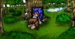  blush brown_eyes bushes english_text eyes_open forest grass green_eyes hedgehog licking pond samantha_the_hedgecat sega sex shadow shoes sonic_(series) sonic_the_hedgehog sunny tail_fetish tongue tree wood 