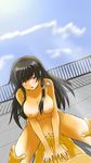  1boy 1girl abs artist_request bare_shoulders blush braid breasts brown_hair clitoris crying female fence girl_on_top hair_ornament hair_ribbon highres insertion large_breasts long_hair looking_at_viewer male moving muvluv muvluv_alternative muvluv_alternative_total_eclipse muvluv_total_eclipse navel nipples nude open_mouth outdoors outside penis purple_eyes pussy ribbon romance romantic_sex roof rooftop sex single_braid sky takamura_yui tears total_eclipse uncensored vaginal 