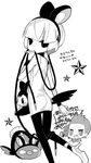  1girl akebi_(kakororo) animal_ears bad_id bad_pixiv_id bangs cable chibi chibi_inset dent_(pokemon) dress emolga fake_animal_ears feet_out_of_frame frown gen_5_pokemon greyscale hairband headphones high_heels holding holding_poke_ball jitome kamitsure_(pokemon) looking_at_viewer looking_back monochrome mouse_ears pansage pantyhose poke_ball poke_ball_(generic) pokemon pokemon_(creature) pokemon_(game) pokemon_bw shoe_soles short_dress short_hair simple_background sleeveless sleeveless_dress standing standing_on_one_leg star strapless strapless_dress stunfisk tube_dress white_background 