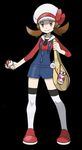  absurdres bag black_background bow breasts brown_eyes brown_hair buttons cabbie_hat closed_mouth collared_shirt flipped_hair happy hat hat_bow highres holding holding_poke_ball kotone_(pokemon) legs_apart light_smile long_sleeves looking_at_viewer low_twintails official_art outstretched_arm overalls poke_ball pokegear pokemon pokemon_(game) pokemon_hgss pom_pom_(clothes) red_bow red_footwear red_shirt shirt shoes shoulder_bag simple_background small_breasts smile solo sugimori_ken thighhighs twintails vector_trace white_hat white_legwear wing_collar zettai_ryouiki 