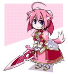  animal_ears armor dog_days dog_ears dog_girl dog_tail kugelschreiber md5_mismatch millhiore_f_biscotti pink_hair purple_eyes short_hair sword tail weapon 