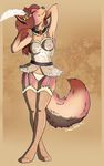  canine dog eyes_closed feather female fox hybrid panties pinup saetia skimpy solo underwear victorian 
