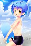  bad_id bad_pixiv_id bike_shorts blue_hair kickboard male_focus male_swimwear original riko_(kujira215) swim_trunks swimwear yellow_eyes younger 