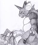  anthro anthro_on_feral bestiality bottomless breasts canine clothed clothing cum cum_inside duo eyes_closed female feral fox foxene greyscale hair half-dressed horn interspecies lying male mammal messy monochrome nidoking nintendo nipples nude on_back open_mouth orgasm penetration plain_background pok&#233;mon pok&eacute;mon sex shirt shirt_lift side_view sketch standing straight table_lotus_position video_games white_background 